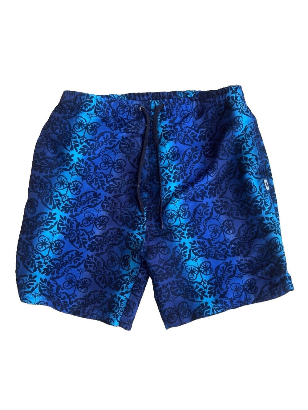Iguana Sportswear Men’s Blue Tropical Floral Swim Trunks Board Shorts Size M